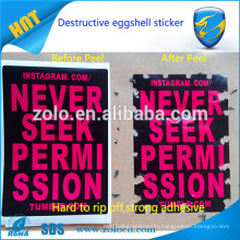 China alibaba wholesales eggshell paper electronic product custom destructible paper with brand protection